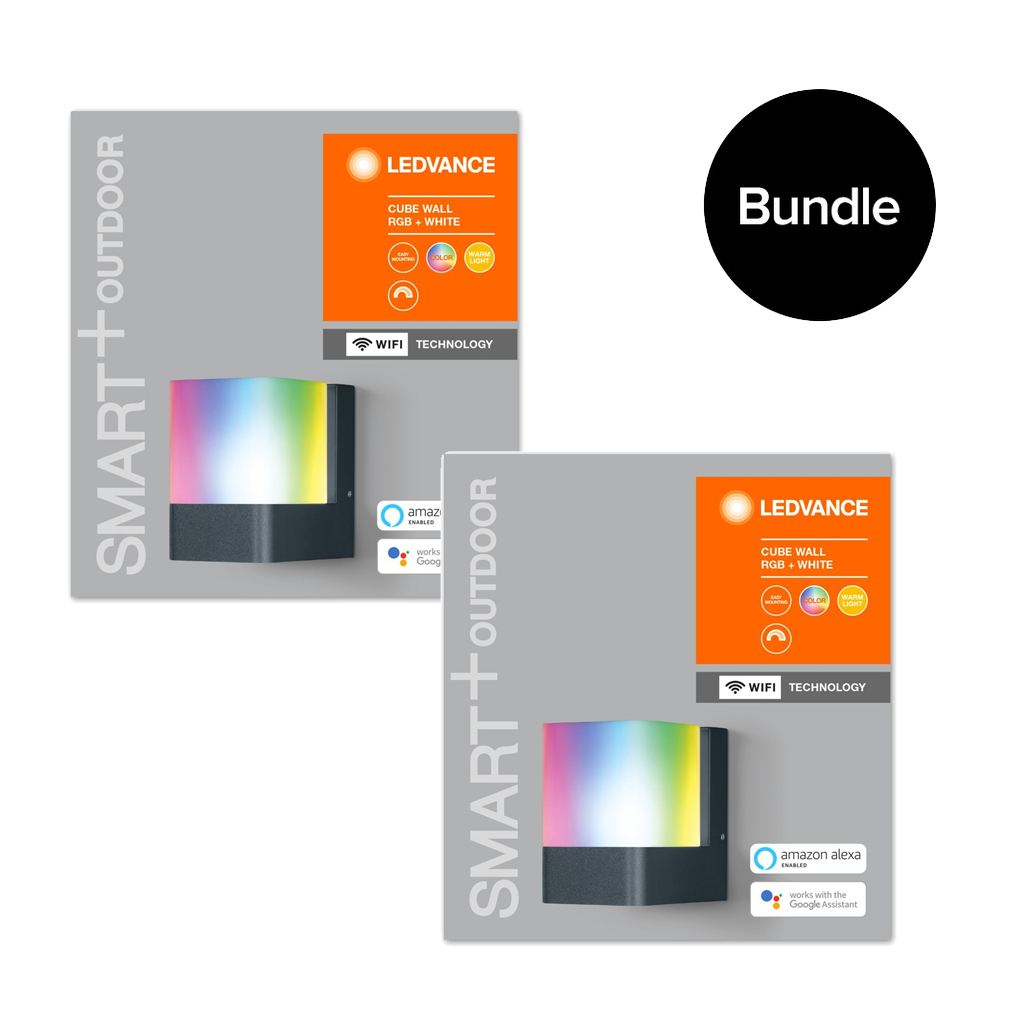 Ledvance - 2x Smart+ Outdoor Cube RGBW Wall Light - Bundle