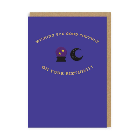 Crystal Ball & Moon Good Fortune Birthday Woven Patch Card