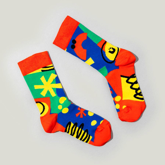 90's Print Smiley Socks, Small