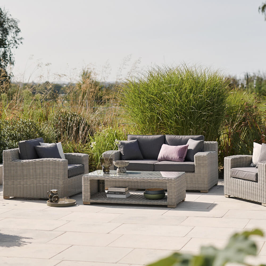 2021 Kettler Palma Luxe 2 Seater Sofa 2 Armchair Coffee Table Set - Whitewash