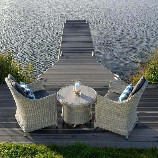 2021 Bramblecrest Monterey Garden Bistro Set With Ceramic Adjustable Table - Dove Grey