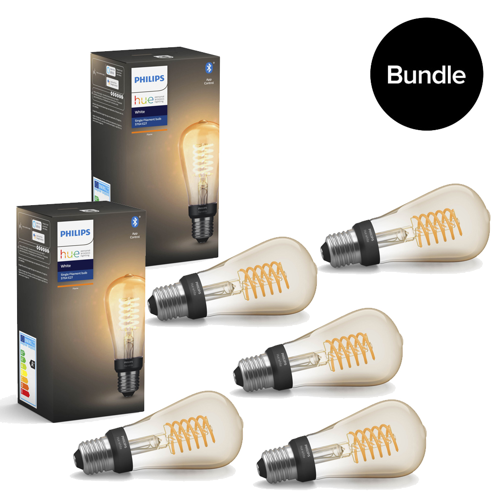 Philips Hue - 5xE27 Filament ST64 - Warm White - Bluetooth - Bundle