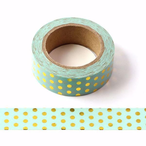 Mint and Gold Spot Washi Tape
