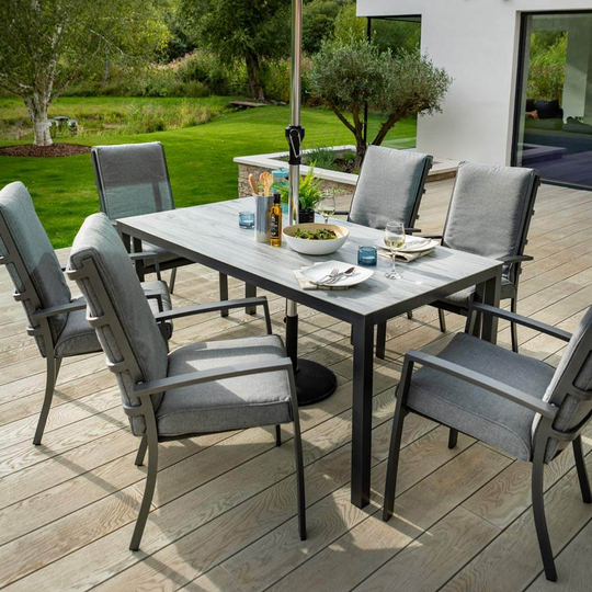 Hartman Vienna 6 Seat Rectangular Dining Set With Tuscan Table – Grey/Slate
