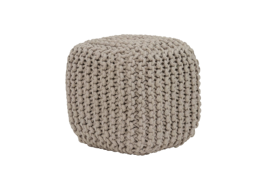 Light Grey Chunky Knit Pouffe