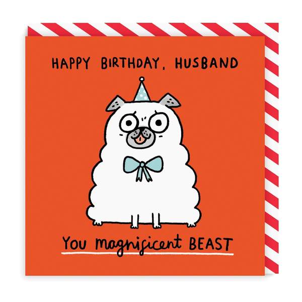 Husband Magnificent Beast Square Birthday Greeting Card