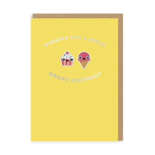 Cupcake & Ice Cream Sweet Birthday Woven Patch Card