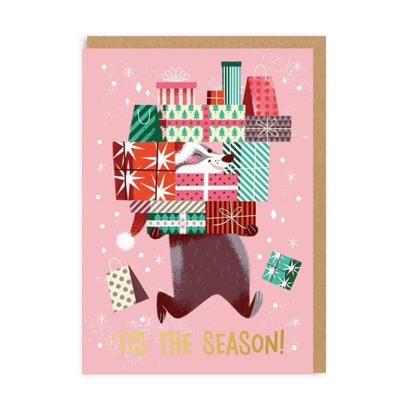 'Tis The Season Badger Christmas Card
