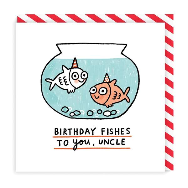 Uncle Birthday Fishes Square Greeting Card