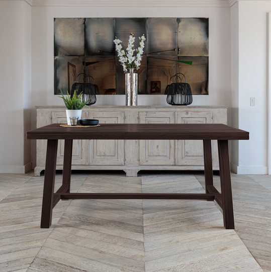 Kitsilano 1.7m Extendable Solid Oak Dining Table – Dark Brown