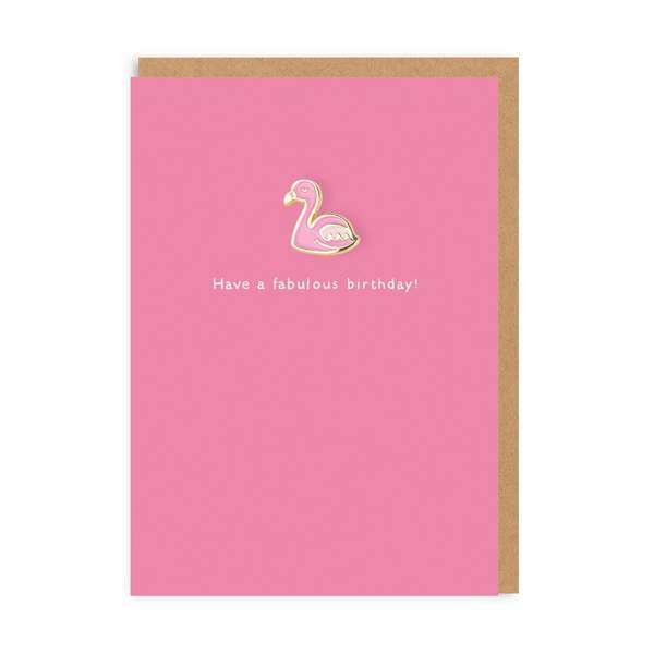 Flamingo Enamel Pin Greeting Card