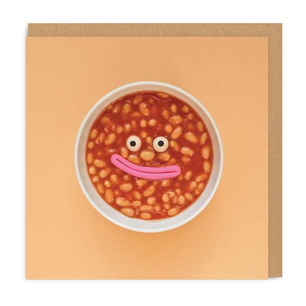 Beans Smiley Face Square Greeting Card