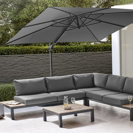 Kettler 2.5m Free Arm Square Parasol - Slate