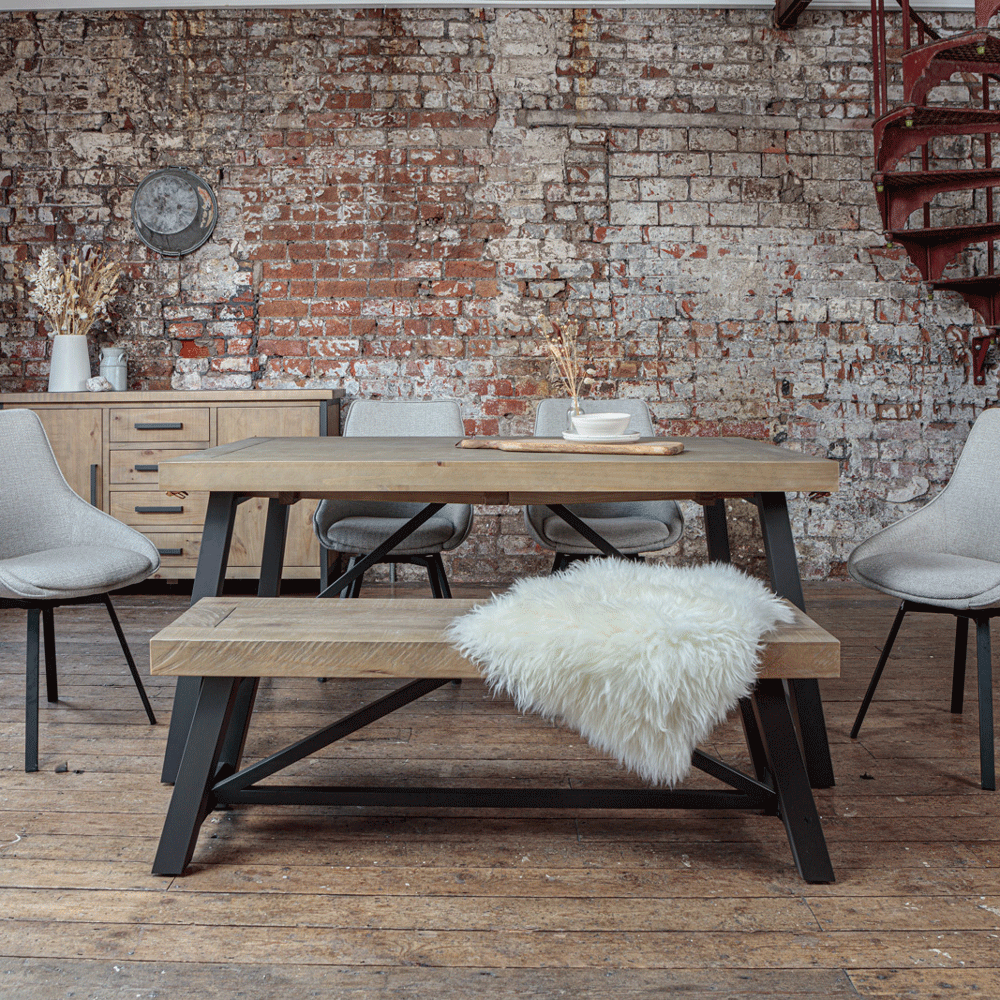 Urban 1.6m Extendable Dining Table Set with Light Grey Gaudi Chairs
