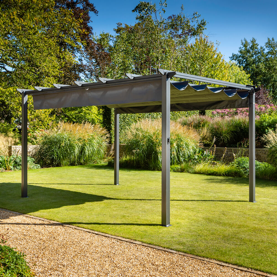 2021 Hartman Roma 3x4m Pergola with Canopy & Shade Curtain - Grey