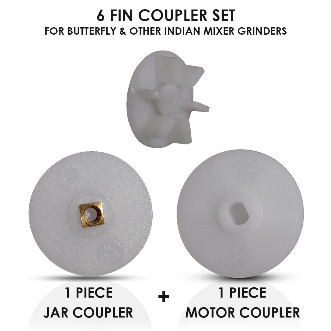 6 FIN COUPLER SET for Butterfly & other Indian Mixer Grinders (Models 3 & 4)