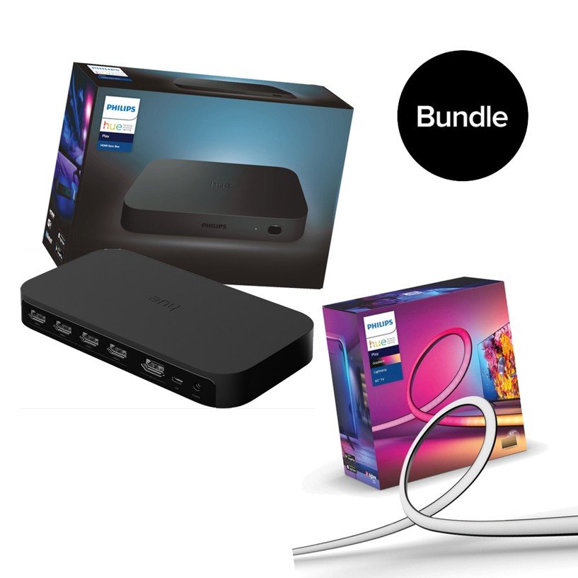 Philips Hue - Lightstrip Gradient Lightstrip (for TV) TV 75" & Hue Sync Box - Bundle