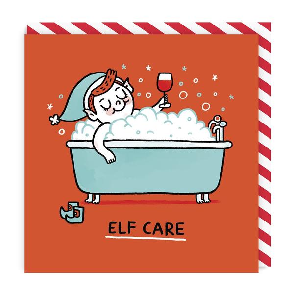Elf Care Square Christmas Card